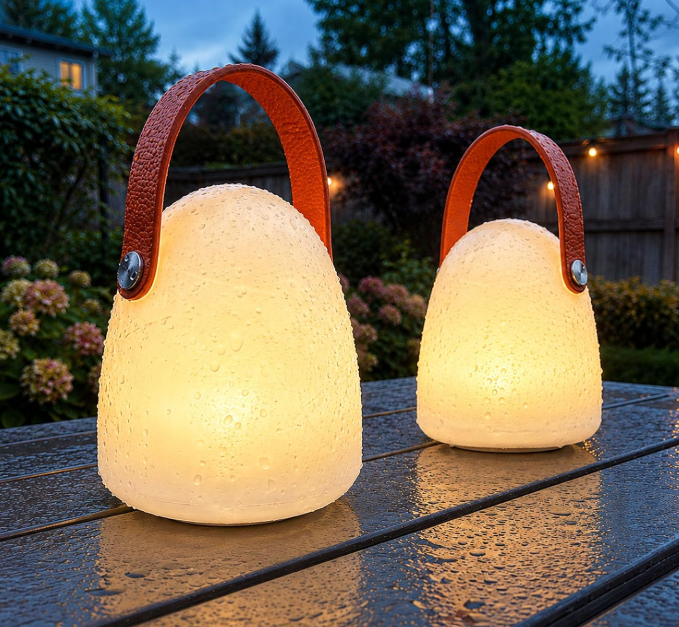 Rechargeable Outdoor Table Lamp, RGBW Lighting, Waterproof, Set of 2