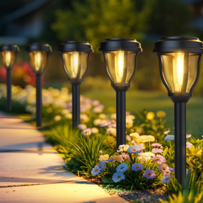 Solar Outdoor Pathway Lights, Automatic On and Off, Waterproof Garden Landscape Lights, Set of 12