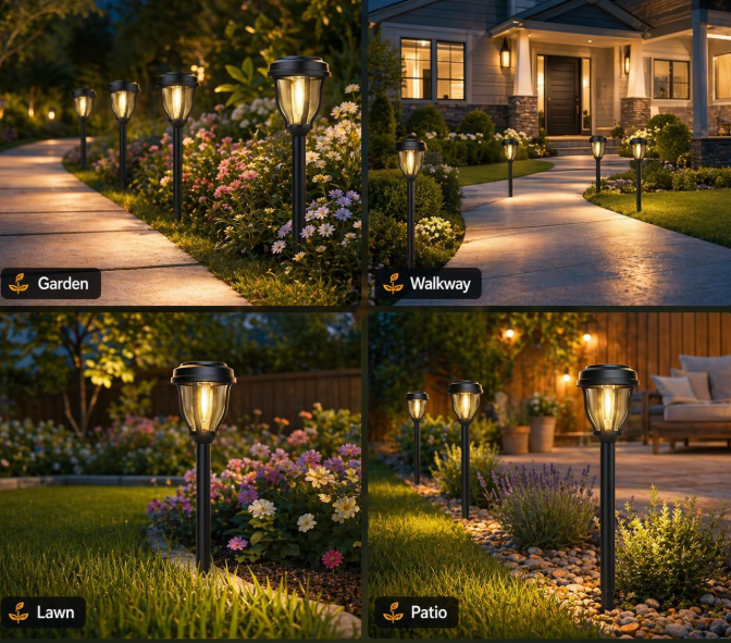Solar Outdoor Pathway Lights, Automatic On and Off, Waterproof Garden Landscape Lights, Set of 12 - Image 2