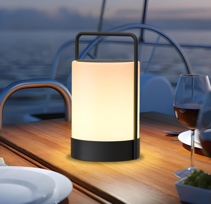 Solar Outdoor Lantern Table Lamp, Cordless Metal Frame, Set of 2 - Image 2