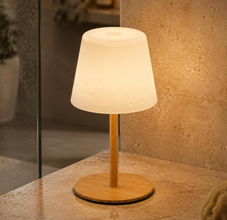 Rechargeable Waterproof Shower Lamp, Cordless Bathroom Table Lamp