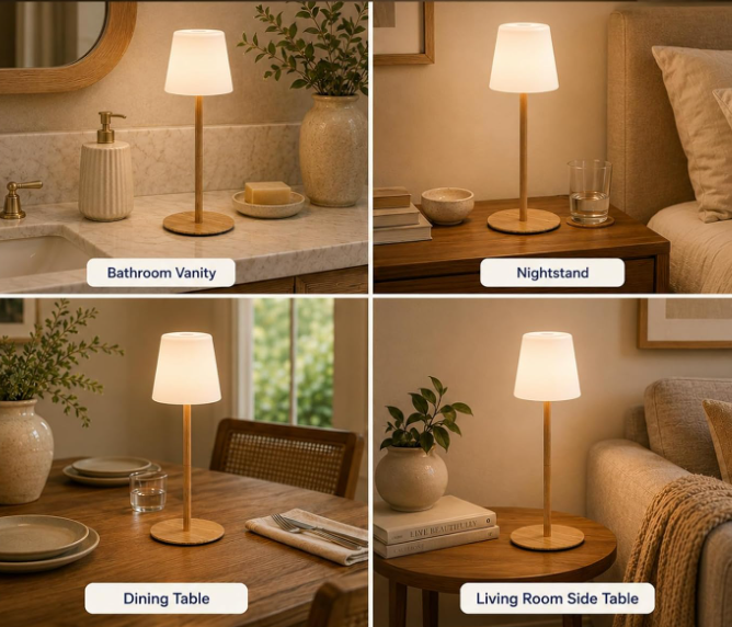 Rechargeable Waterproof Shower Lamp, Cordless Bathroom Table Lamp - Image 2