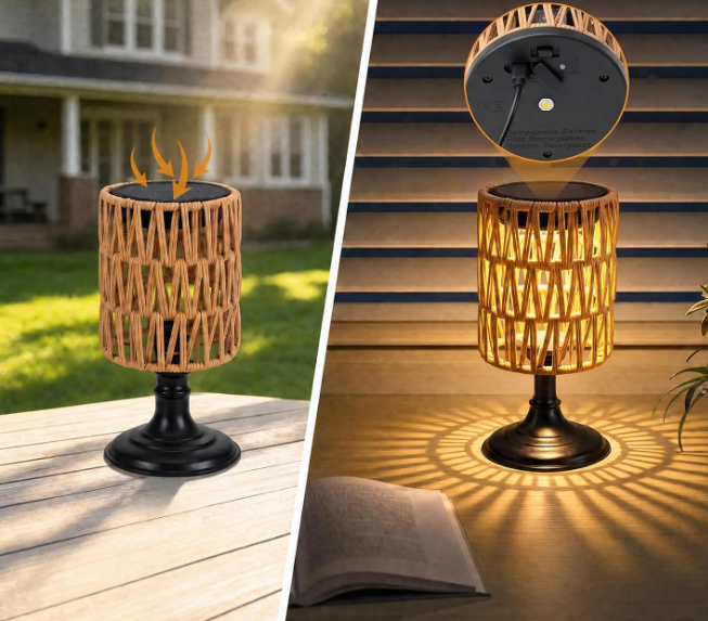 Solar Outdoor Table Lamp, Waterproof Lantern, Set of 2 - Image 2