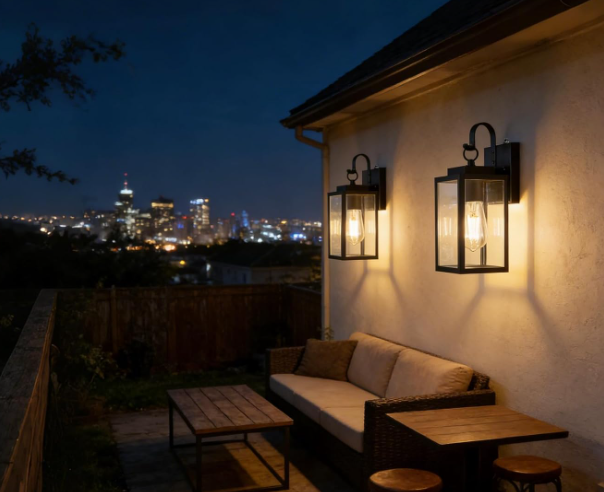 Dusk to Dawn Outdoor Wall Light, Clear Glass, All-Metal Frame - Image 2