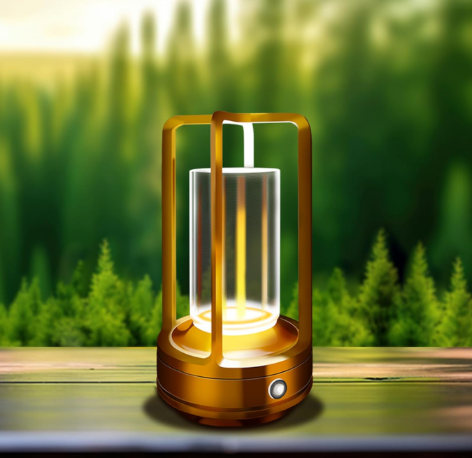 Rechargeable Cordless Table Lamp, Portable Outdoor Camping Lamp, Gold