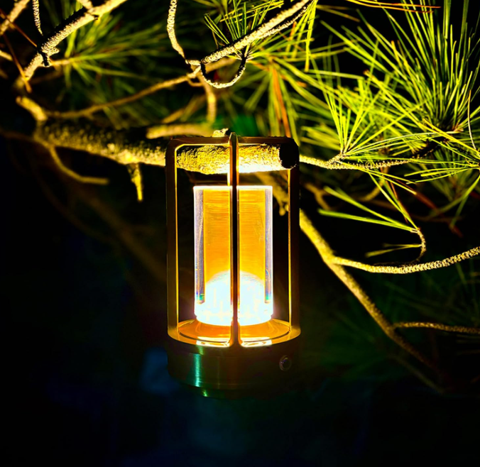 Rechargeable Cordless Table Lamp, Portable Outdoor Camping Lamp, Gold - Image 2