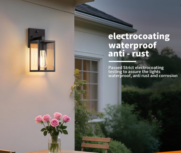 Dusk to Dawn Outdoor Wall Light, Sensor Lighting, Waterproof Black Fixture, 2 Pack - Image 2