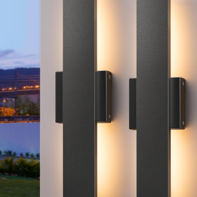 Modern Black Outdoor Wall Light, LED Lighting, 2 Pack