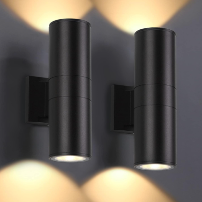 Modern Outdoor Wall Light, Integrated Lighting, Up and Down Lighting, Waterproof Matte Black Aluminum Fixture