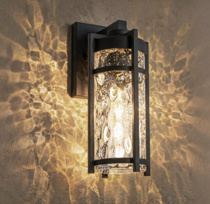 Outdoor Wall Light, Waterproof Porch Light, Modern Black Fixture, for Entryway, House and Garage