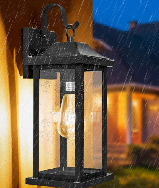 Large Outdoor Wall Light, Black Exterior Fixture, 2 Pack - Image 2