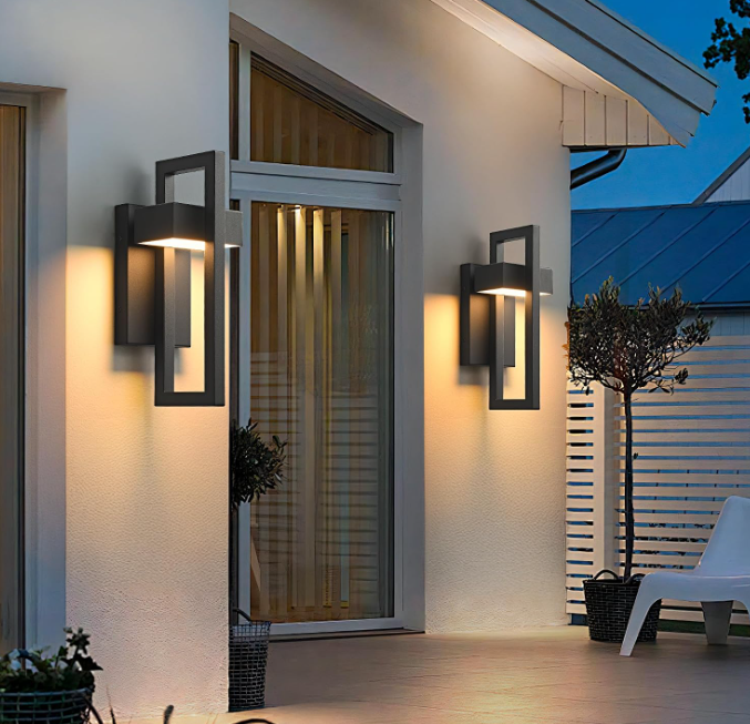 Modern Outdoor Wall Light, Integrated Lighting, Exterior Mount, Matte Black, 2 Pack - Image 2
