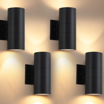 Modern Outdoor Wall Sconce, Exterior Lighting, 4 Pack