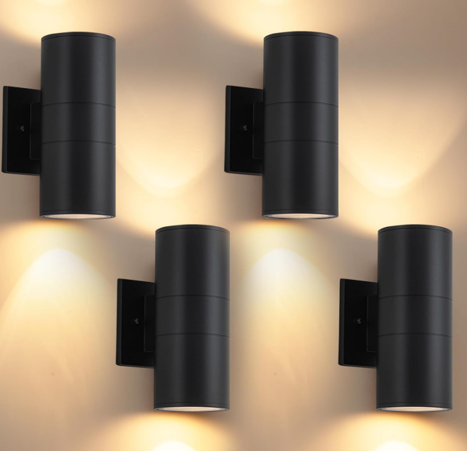 Modern Outdoor Wall Sconce, Exterior Lighting, 4 Pack