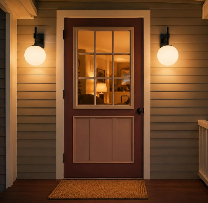 Modern Globe Outdoor Wall Sconce, Large Black Porch Light - Image 2