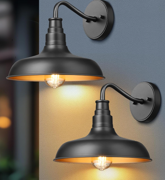 Gooseneck Outdoor Wall Light, Farmhouse Style, Porch Light, 2 Pack - Image 2