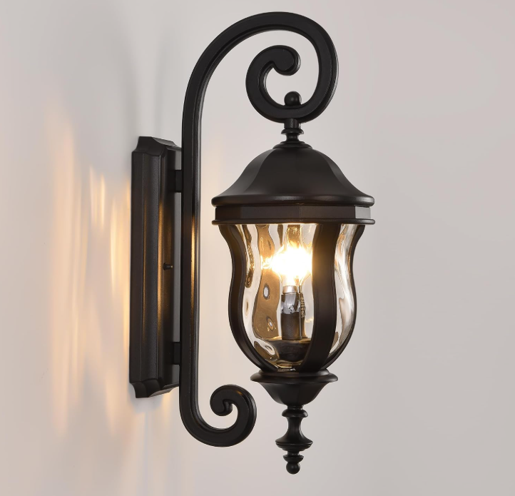Black Outdoor Wall Sconce, Large Exterior Lantern