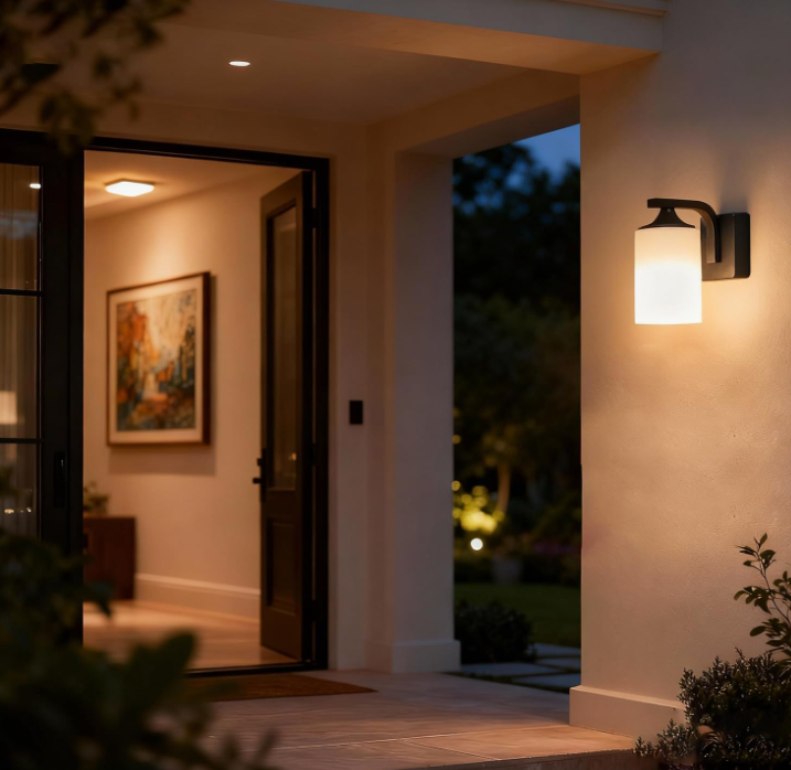 Modern Outdoor Wall Light, Waterproof and Rustproof Aluminum Fixture, Milk Glass Shade, Indoor and Outdoor Use - Image 2