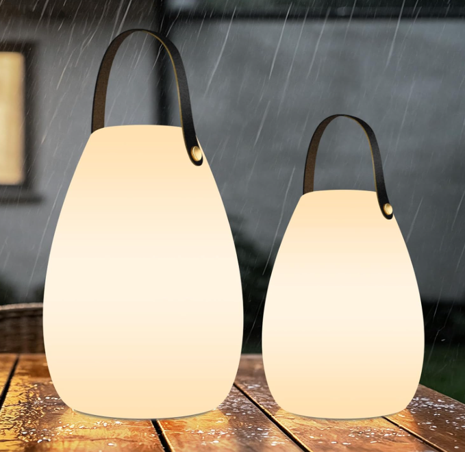 Rechargeable Portable Cordless Table Lamp with Remote Control, Set of 2