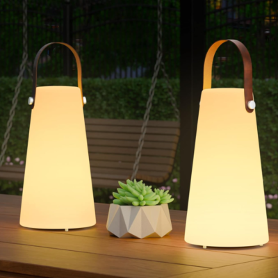 Rechargeable Outdoor Lantern Table Lamp, Waterproof, Battery Operated, Portable Cordless Lamp, Multiple Colors, Set of 2